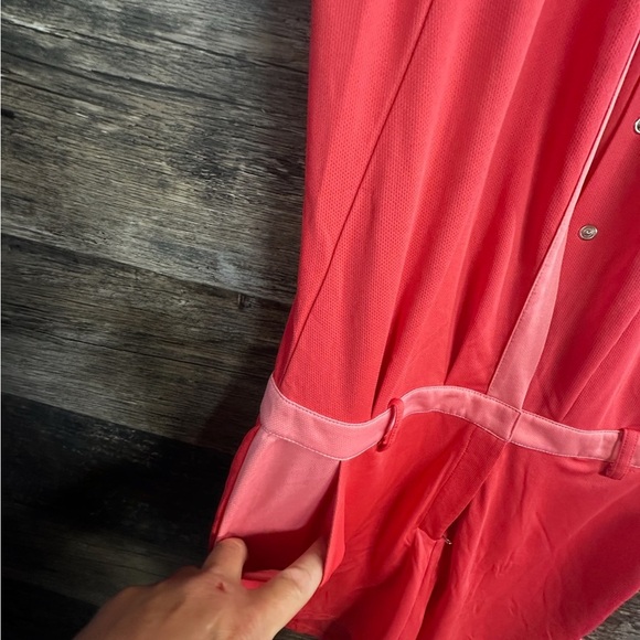 Galvin Green Coral Pink Sleeveless Golf Polo Romper with Waist Detail - Picture 9 of 13